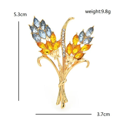 Wuli&baby Crystal Wheats Flower Brooches Pins For Women Unisex 4-color Tasty Grain Plants Office Party Brooch Pins Gifts