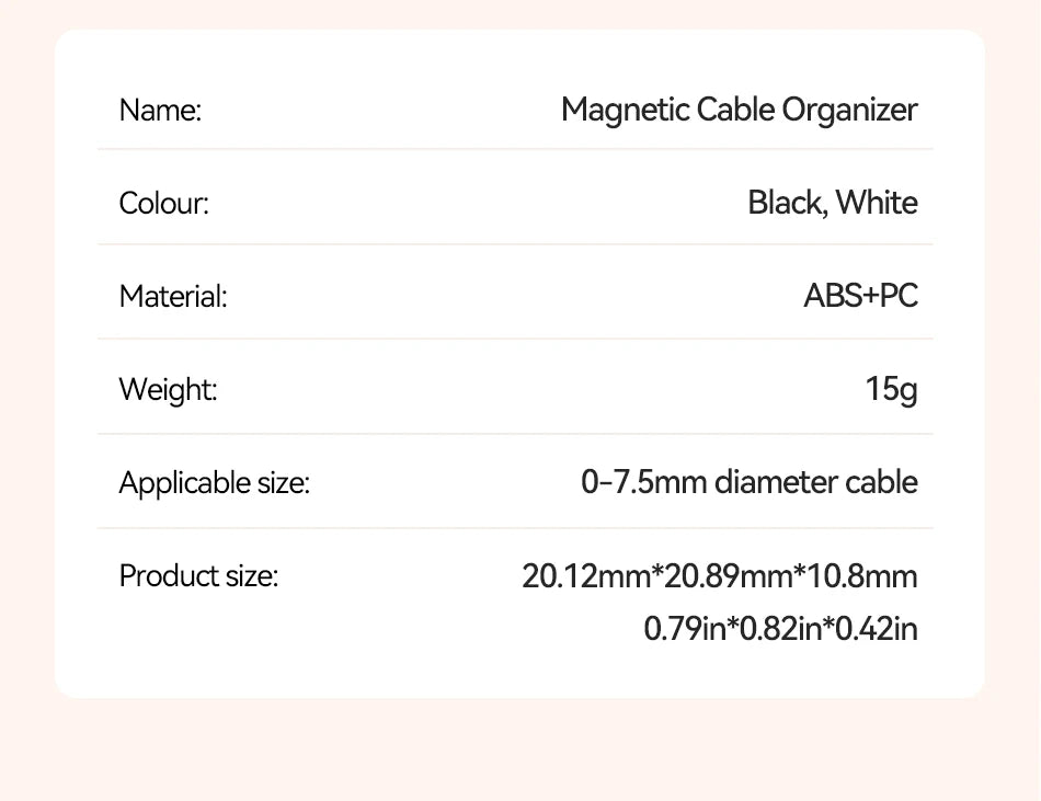 Rocoren Magnetic Cable Organizer Smooth Adjustable Cord Holder Magnet Desktop Cable Management Wire Protector Cable Clips Set