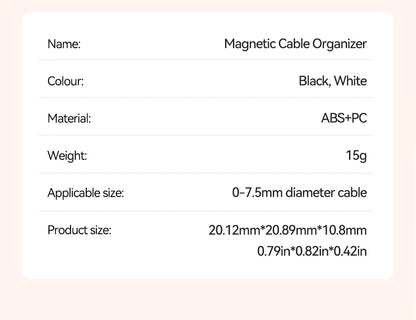 Rocoren Magnetic Cable Organizer Smooth Adjustable Cord Holder Magnet Desktop Cable Management Wire Protector Cable Clips Set