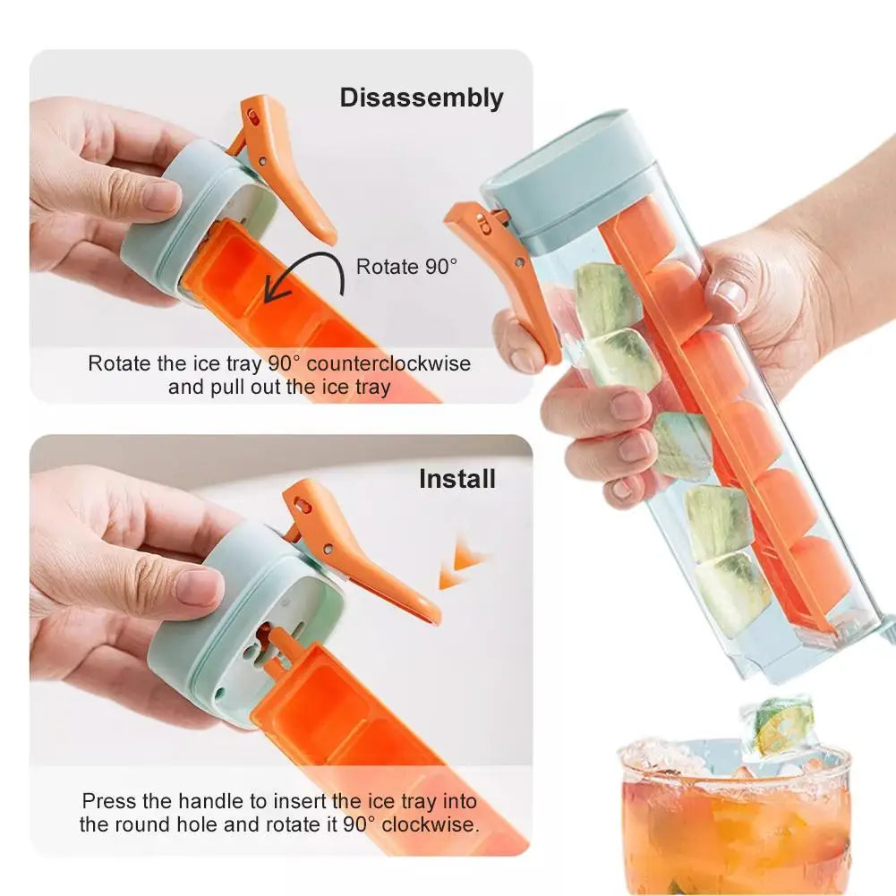 Creative One-Handed Ice Cube Mold Household Ice Making Artifact with 6 Compartments Ice Storage Box for Refrigerator