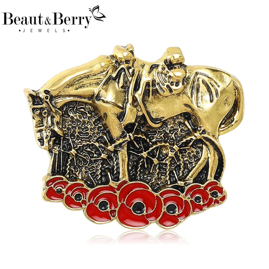 Beaut&Berry Vintage Horse Brooches for Women Animal Pins Casual Party Accessories New Fashion Gifts Friend Decorations