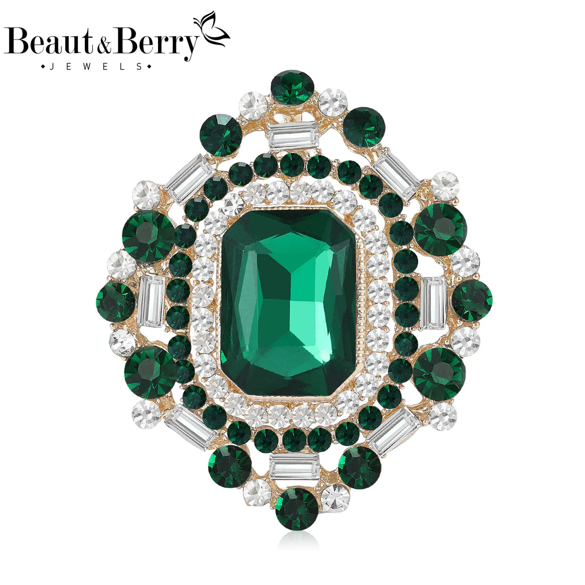 Beaut&Berry Luxury Crystal Glass Brooches for Women Rhinestones Pins Casual Party Friends Accessories Fashion Gifts Decoration