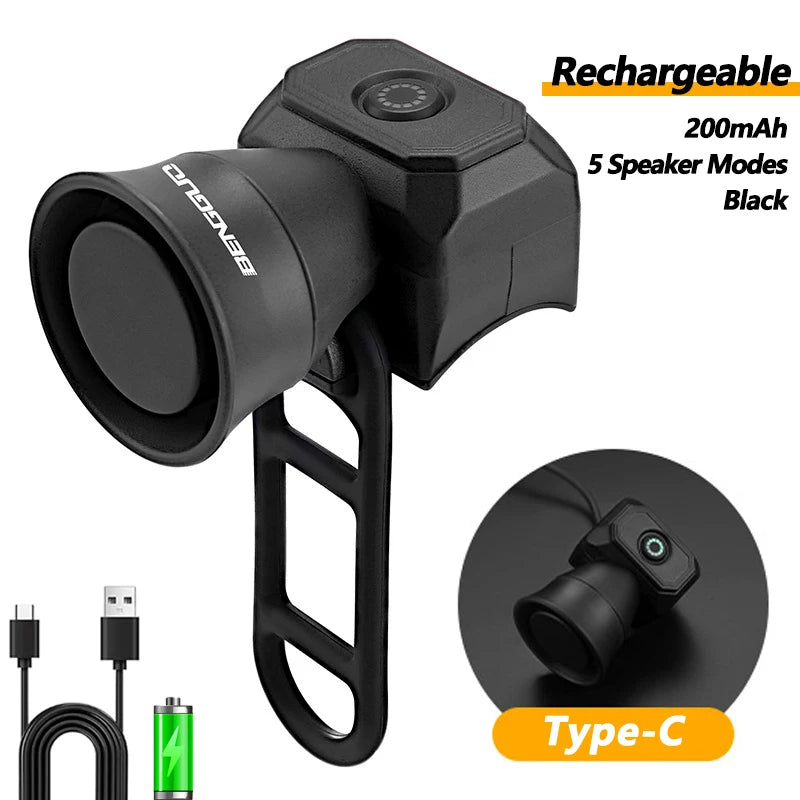 5 Modes Bicycle Horn Mountain Bike Mini Battery Waterproof Electronic Bike Bell Riding Equipment Children's Scooter Accessories