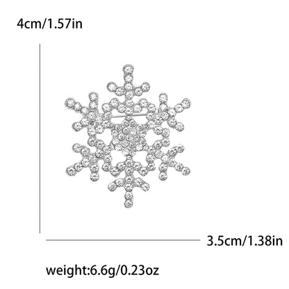 Christmas Rhinestone Snowflake Brooches for Women Unisex Pearl Flower Pins Office Party Friend Gifts Jewelry Accessories