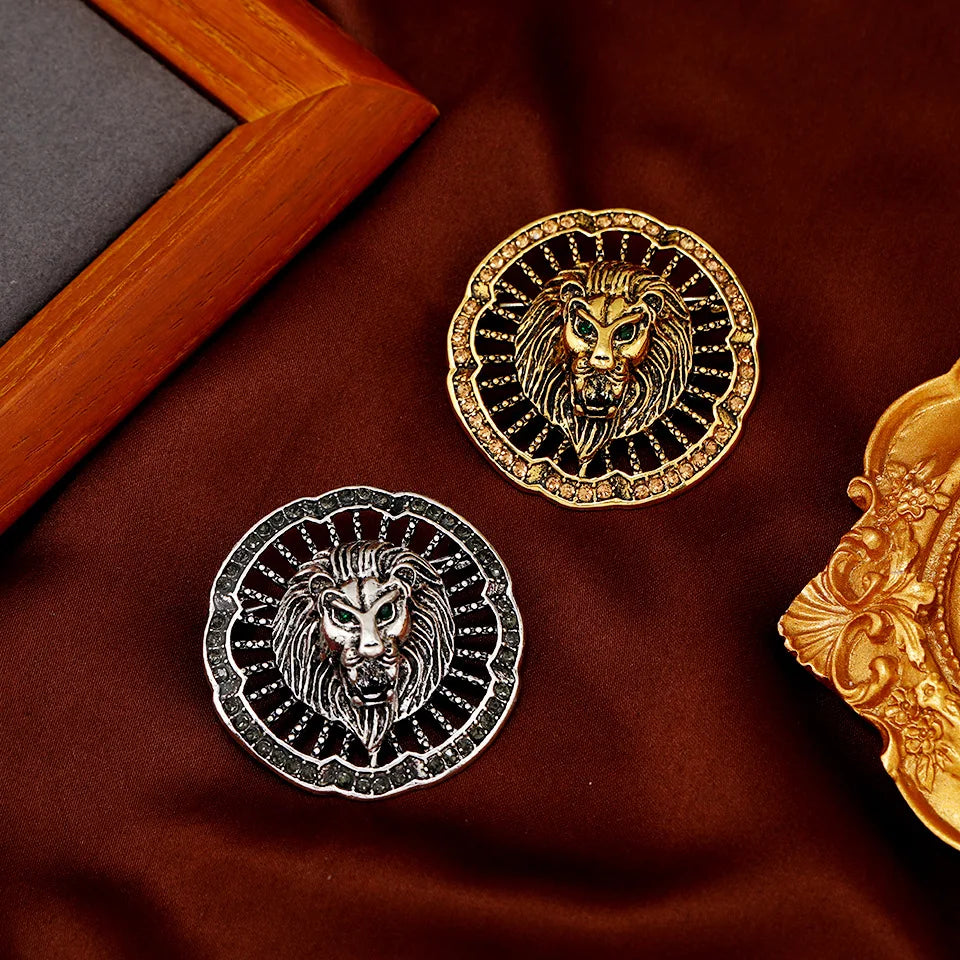 Baroque-style Luxury Vintage Heavy-Duty Lion Animal Design Brooches for Men and Women, Jewelry and Fashion Accessories