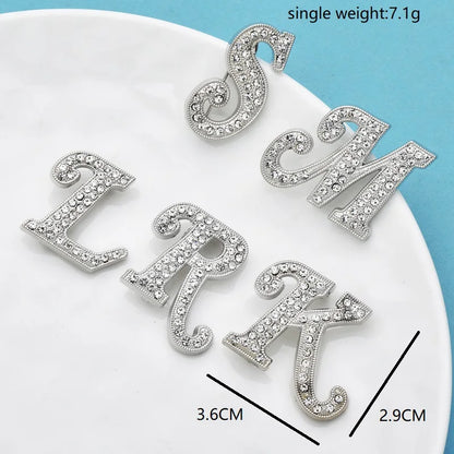 Wuli&baby English Letters Brooches For Women Unisex Rhinestone 10 Letter Easy-match Party Office Brooch Pins Gifts