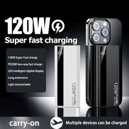 Lenovo 200000mAh Powerbank 120W Super Fast Charging Portable Battery Charger Ultra Capacity LED Digital Display For IPhone