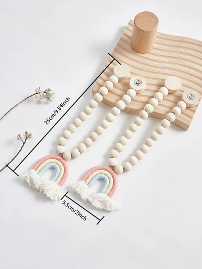 Magnetic Rainbow Curtains Magnetic Clasp Wooden Bead Backing Curtain Decoration Applicable Curtains Bedroom Kitchen Curtains