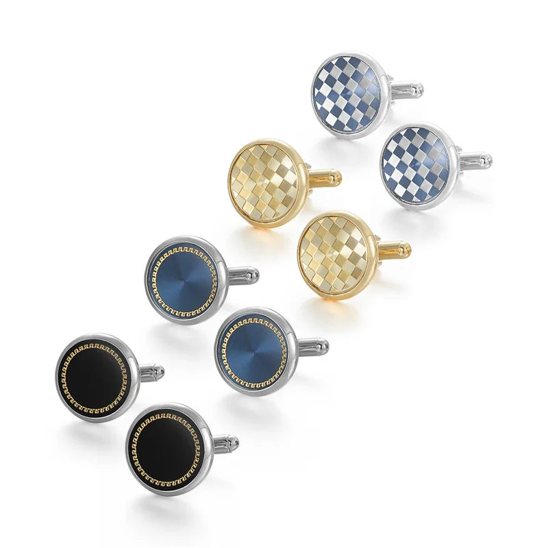 4 Pair Cufflinks For Mens With Gift Box Man Shirt Cufflinks Wedding Guests Gifts Men Gift For Husband Business Tie Clip T0204022