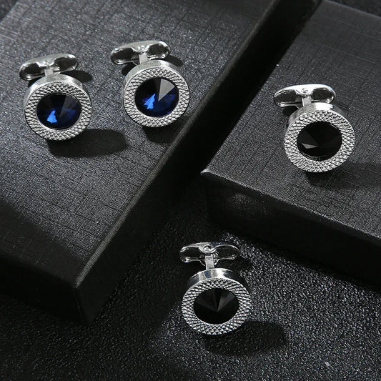 Luxury Cufflinks For Man Blue Black Diamond Cufflink Green Fashion French Buttons For Men Shirts Accessories Party Jewelry Gifts