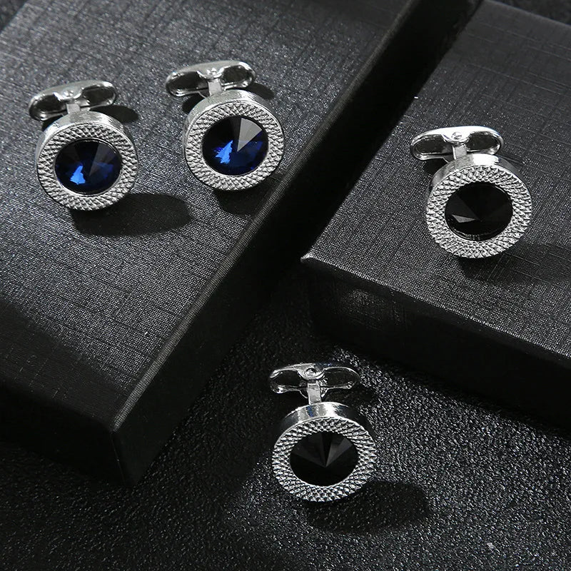 Hot Sale Cufflinks For Men Blue Diamond Cufflink Luxury Brand Buttons French Shirts Wedding Party Accessories Man Jewelry Gifts