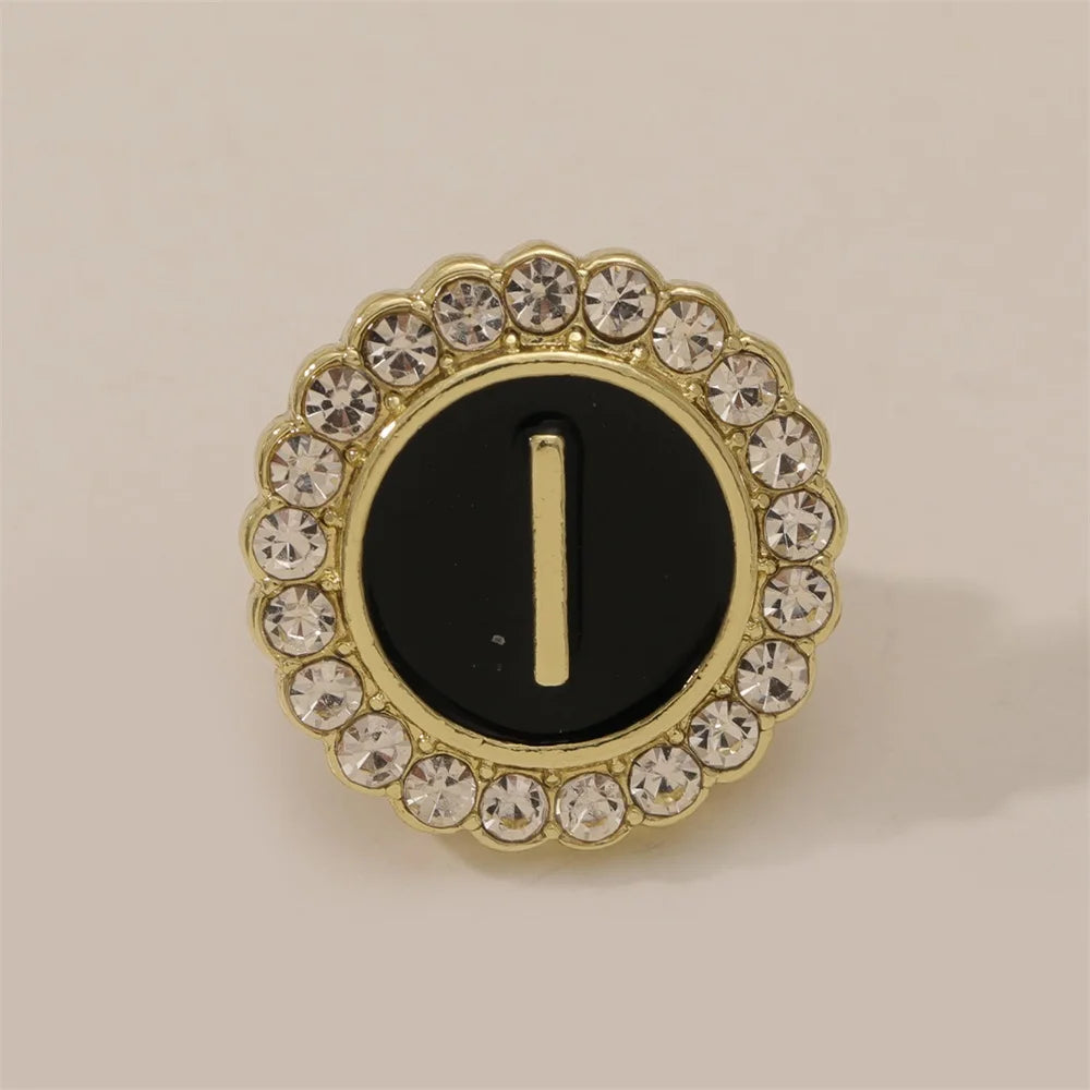 26 English Initials A-Z Brooches Classic Full Around Crystal Golden Alphabet Pins For Women Men Girls Clothes Bag Jewelry Gift