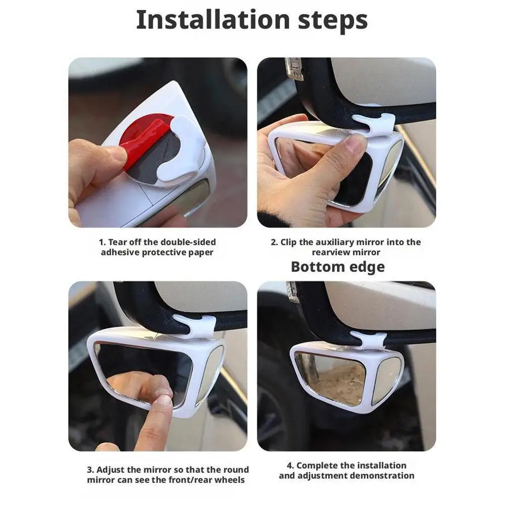 2pcs Universal Blind Spot Mirrors 360° Adjustable Wide-Angle View HD Side Rear Rearview Mirror Auto Auxiliary Rearview