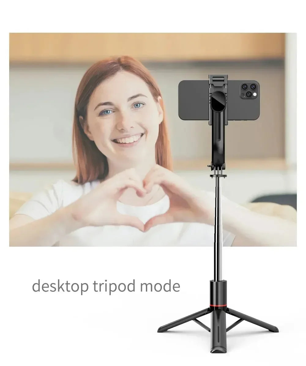 Wireless Selfie Stick for Smartphone 44 Inch Tripod with Bluetooth Remote Foldable Stand for Vlog Shooting Record