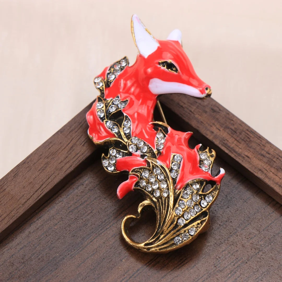 Baroque Luxury Fox Animal Design Brooch for Men and Women, Jewelry, Fashion Accessories, Couple's Gift, Holiday Party Gift