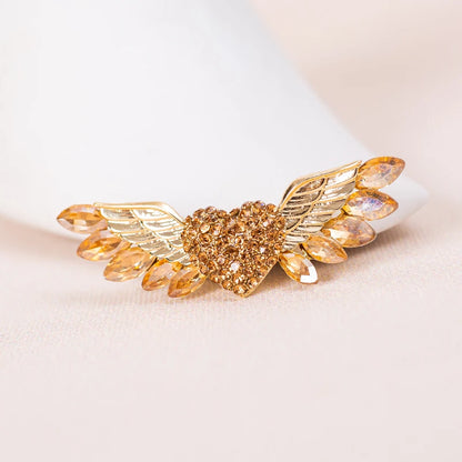 Sparkling Crystal Love Angel Wings Brooch Women's Luxury Dress Wedding Decorations Souvenir Gifts