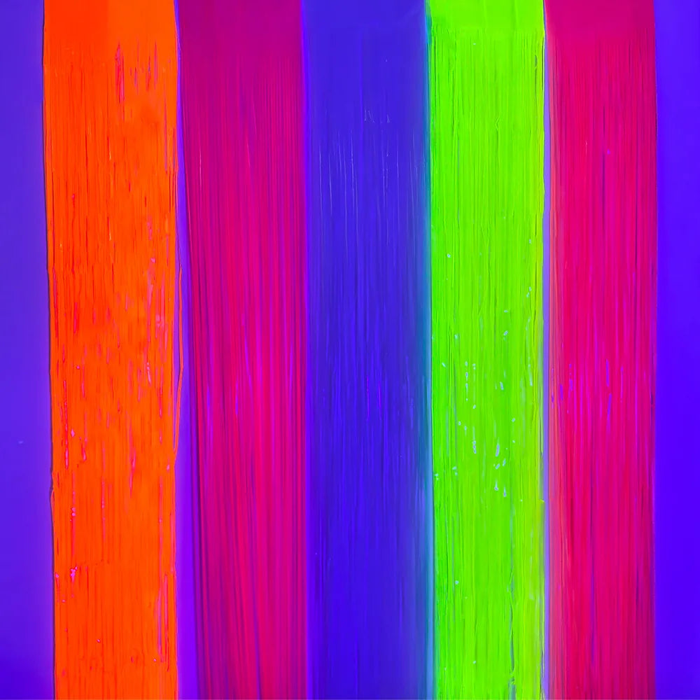 1*2M Fluorescent Macaron Rain Silk Curtain Foil Tassel Carnival Party Bar Birthday Party Halloween Decoration Backdrop Props