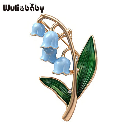 Wuli&baby May Birthday Flower Lily Brooches Pins For Women Lady Enamel Plants Flowers Office Casual Brooch Pin Fashion Gifts