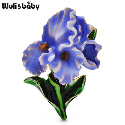Wuli&baby Beautiful Enamel Orchid Flowers Brooches For Women Lady's Clothes Party Office Brooch Pins Gifts