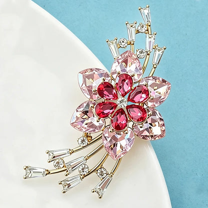 Wuli&baby Luxury Crystal Flower Brooches For Women Lady 2-color Charming Plants Party Office Brooch Pins Fashion Jewelry Gifts