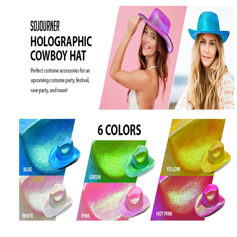 LED Glowing Cowgirl boy Hat Neon Luminous Bride Hat For Holiday Light Up Supplies Fluorescent Party Props Bachelorette Party Hat