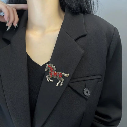 High-End Horse Year Brooch Cute Fun Steed Collar Pin Chinese Style Light Luxury Creative Accessory