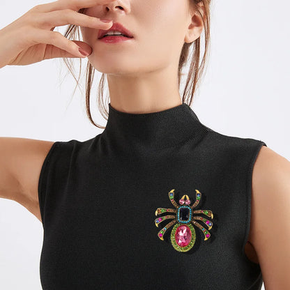 Classic Middle Design Baroque Big Spider Crystal Badges Brooches For Women Men Casual Vintage Insect Rhinestone Exquisite Pins