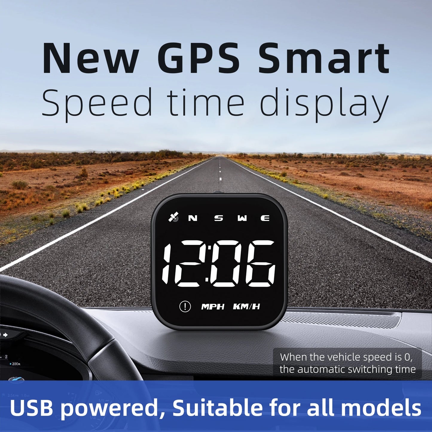 Universal Car Mini HUD G4S GPS Head Up Display Auto Digital KMH/MPH Speedometer Black / Green Font Speed Board  Projection