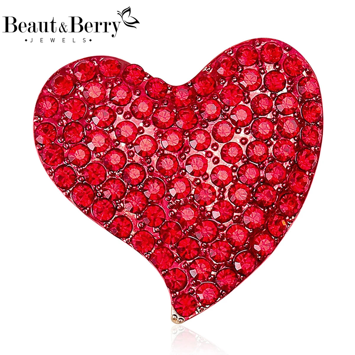 Beaut&Berry Luxury Rhinestone Heart Brooches for Women Unisex Love Pins Casual Party Jewelry Accessories Gifts Decoration