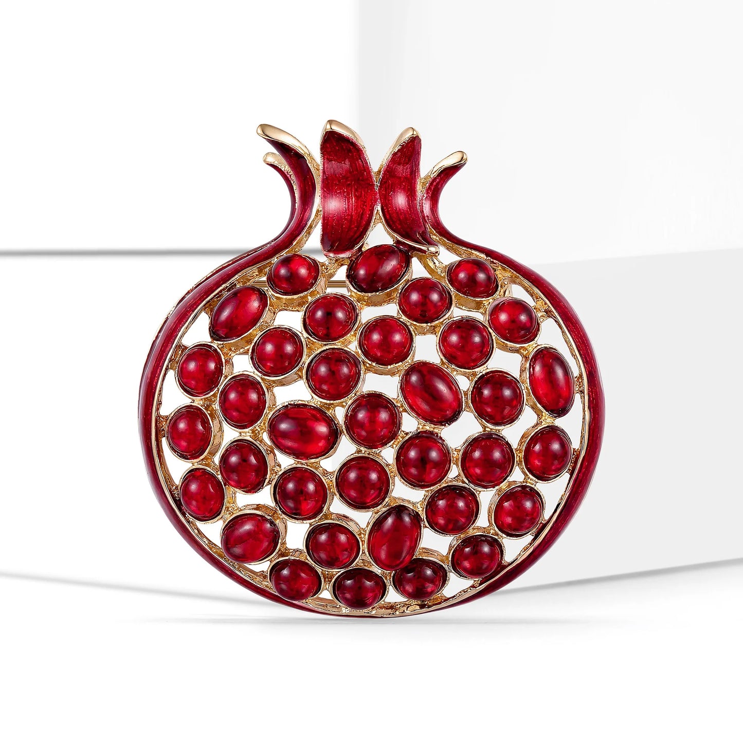 Beaut&Berry Luxury Enamel Openwork Pomegranate Brooches for Women Unisex Fruit Pins Casual Party Jewelry Accessories Gifts
