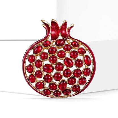 Beaut&Berry Luxury Enamel Openwork Pomegranate Brooches for Women Unisex Fruit Pins Casual Party Jewelry Accessories Gifts