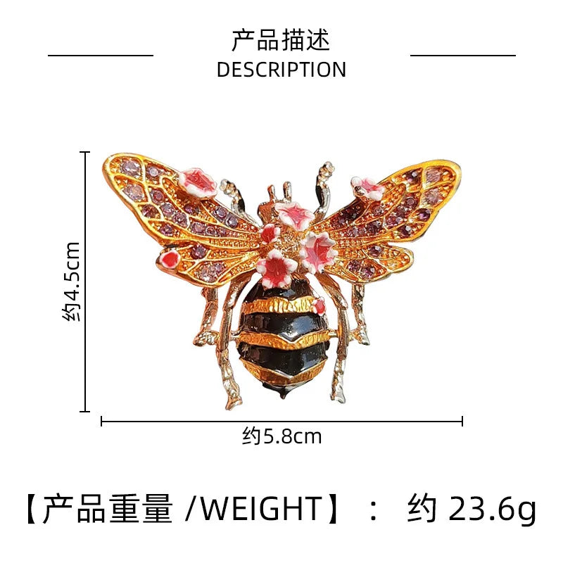 Cross border European and American retro hand-painted enamel honey brooch, female niche, high-end feel brooch DIY drip oil
