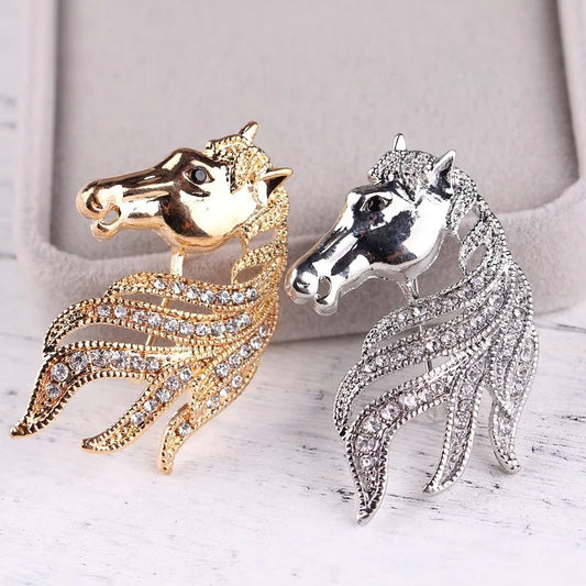 women men horse head brooch suit shawl exquisite accessories pins jewelry