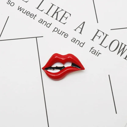 Wuli&baby Red Lip Enamel Brooches Women Men Party Banquet Alloy Brooches Pins Girls' Hats Bags Accessories