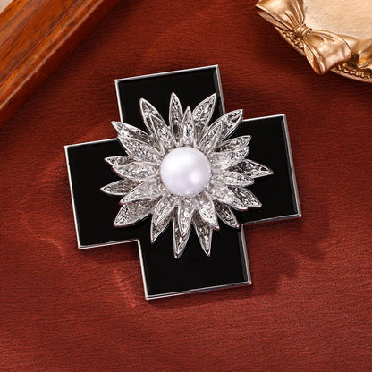 Baroque-Style Luxury Vintage Cross Brooch for Men and Women, Jewelry, Fashion Accessories, Wedding and Party Gifts