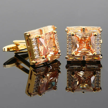 Diamond Cufflinks Mens Shirts Jewelry Luxury Brand Button Green French Style Cufflinks Black Crystal Hot Sale Cuff zircon Buckle