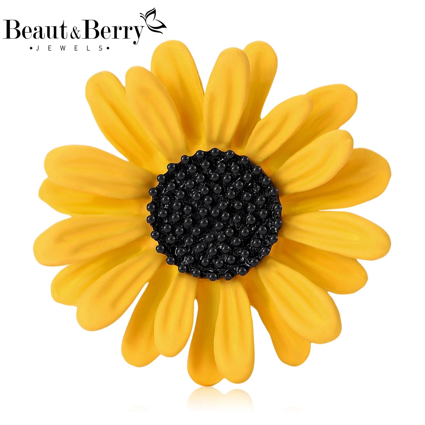 Beaut&Berry Trendy Enamel Daisy Brooches for Women Unisex Plant Sunflower Pins Casual Party Jewelry Accessories Gifts Decoration