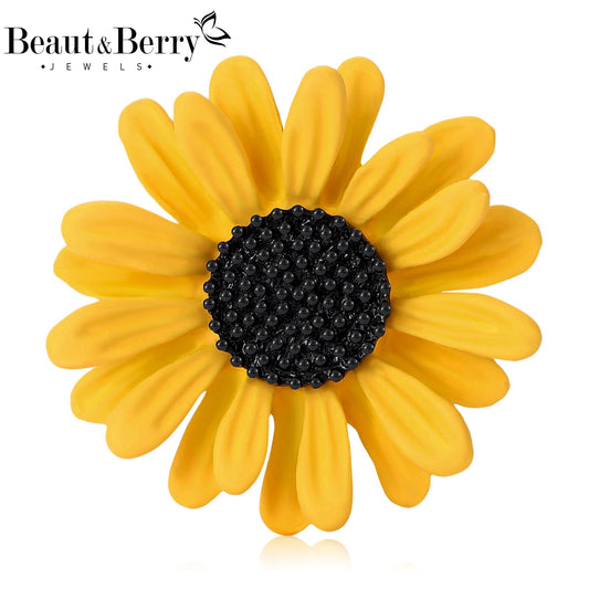 Beaut&Berry Trendy Enamel Daisy Brooches for Women Unisex Plant Sunflower Pins Casual Party Jewelry Accessories Gifts Decoration