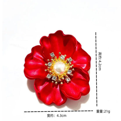 Exquisite Red Flower Brooches Shiny Rhinestone Crystal Flower Plant Enamel Pins Party Jewelry Accessories Gifts 2026