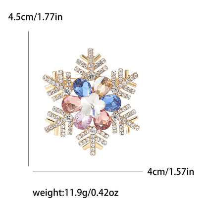 Christmas Rhinestone Snowflake Brooches for Women Unisex Pearl Flower Pins Office Party Friend Gifts Jewelry Accessories