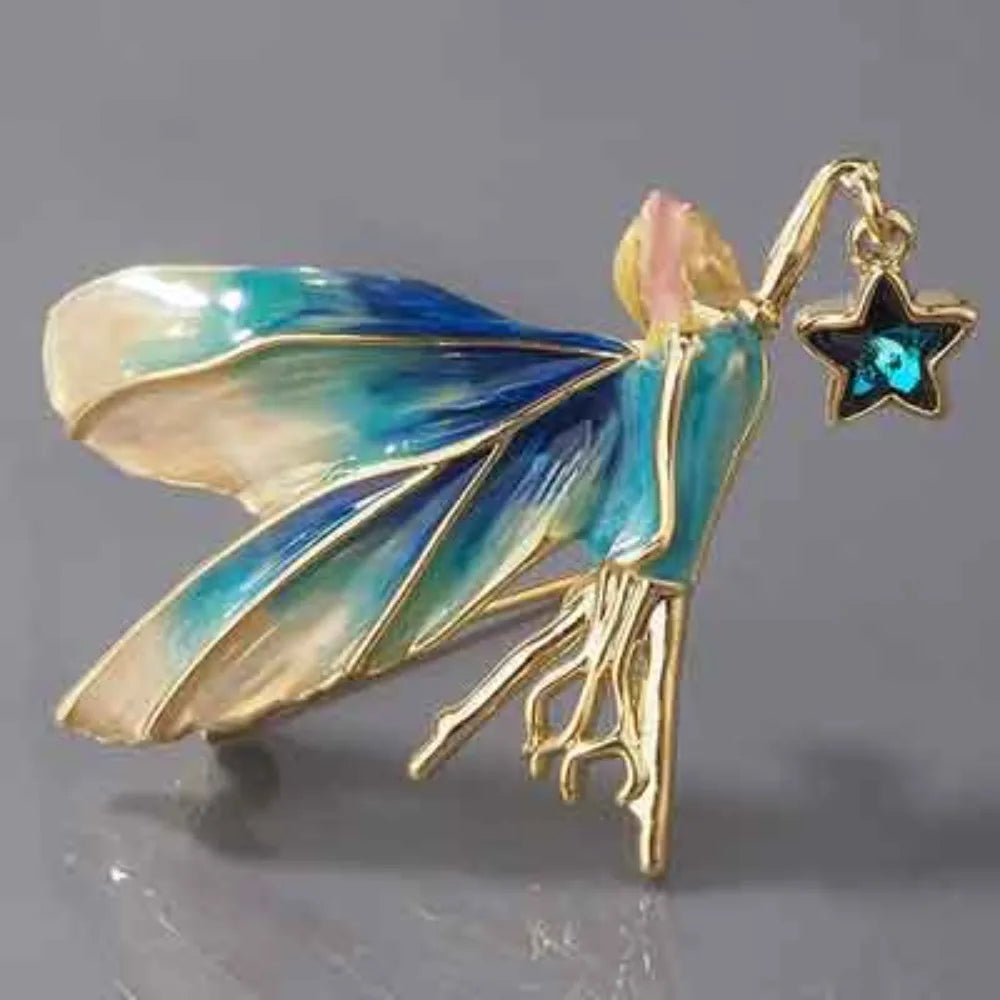Baroque Luxury Beautiful Star Butterfly Genie Angel Design Men Women Brooch Pin，Jewelry Accessories, Wedding HolidayParty Favors
