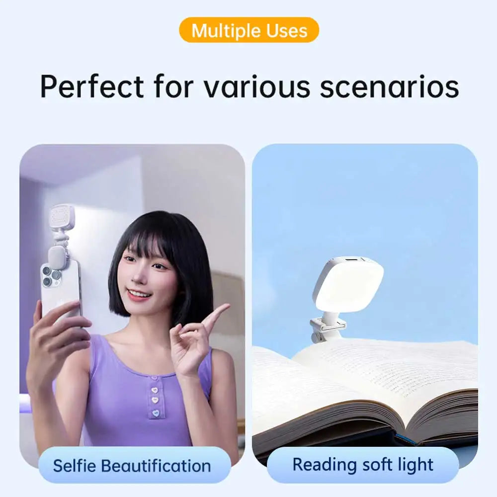 Portable Clip On Mini LED Selfie Fill Light Dimmable Beauty Lamp For Phone Shooting Night Photography Pocket Moonlight Light