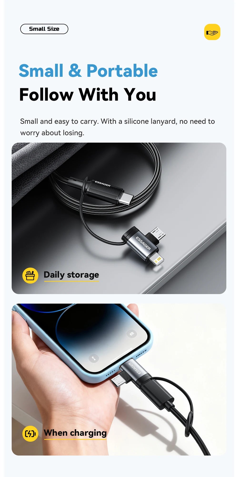 Essager 2 IN 1 Lighting/Micro Adapter Fast Charging USB Type C Female Connector For iPhone 17 16 15 14 13 12 11 IPad Converter