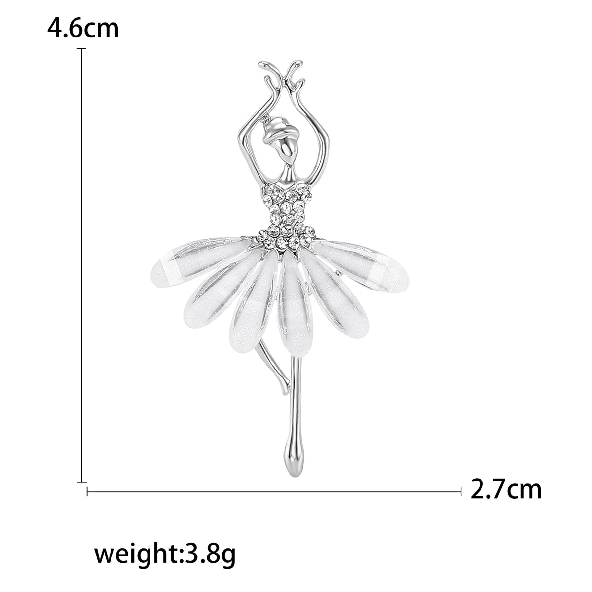 Rhinestone Ballerina Brooches for Women Acrylic Elf Pins Pearl Girls Accessories Office Party Friend Gifts