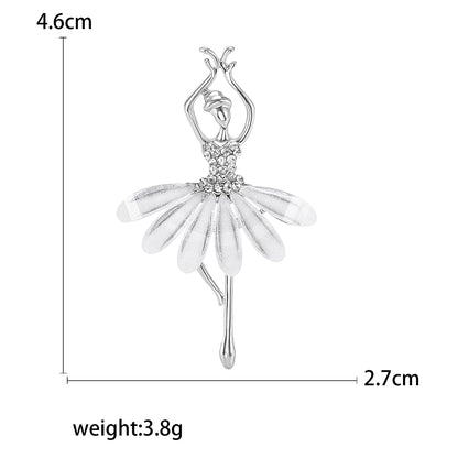 Rhinestone Ballerina Brooches for Women Acrylic Elf Pins Pearl Girls Accessories Office Party Friend Gifts