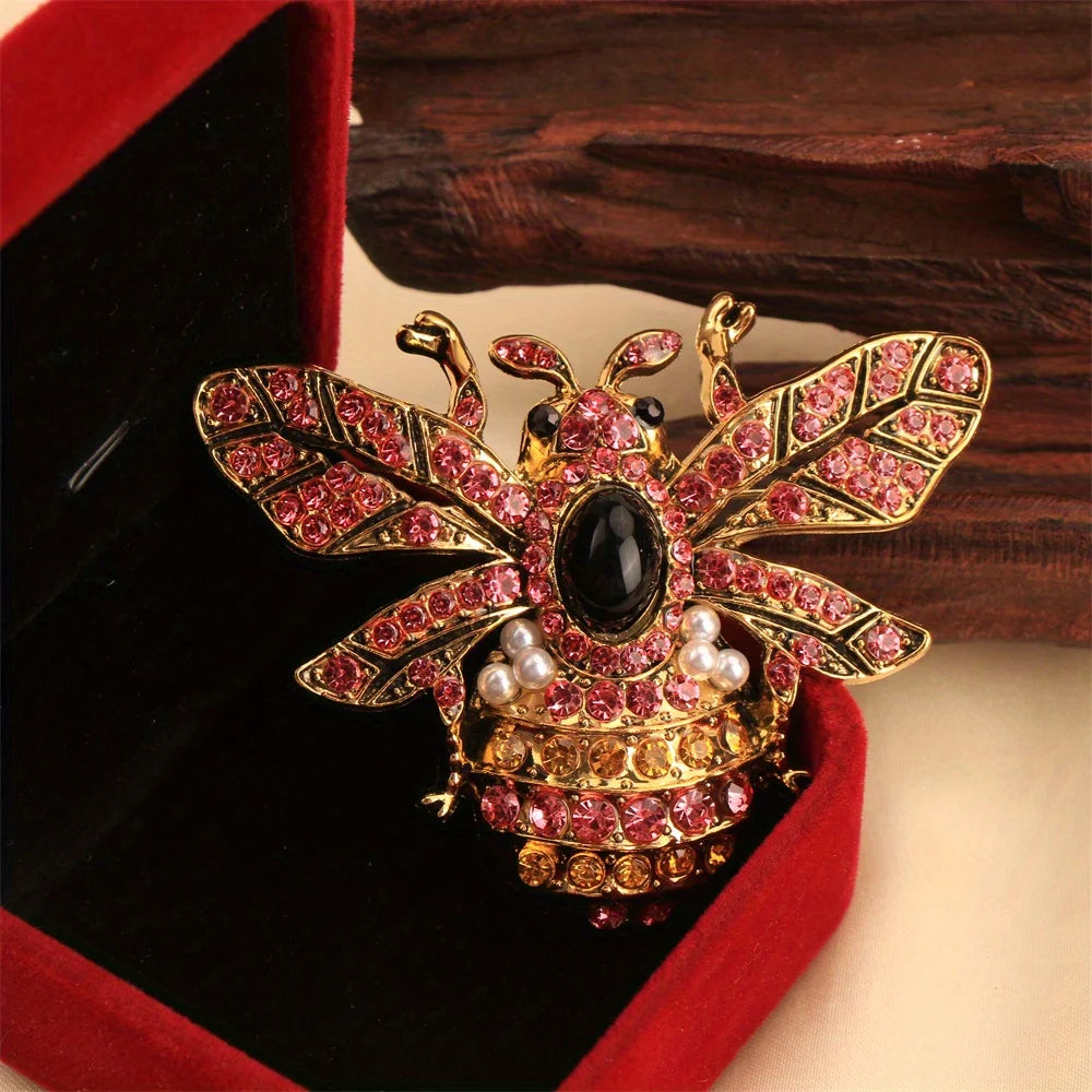 Baroque Luxury Beautiful Bee Insect Design Brooch for Men and Women, Jewelry Accessories, Wedding Holiday Party Gift