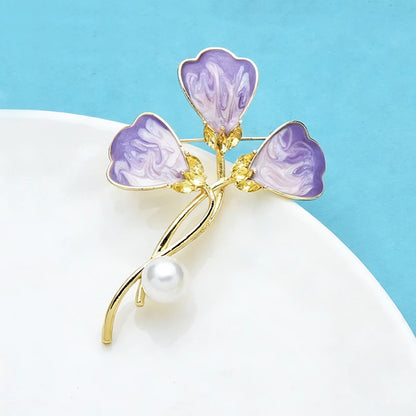 Wuli&baby Enamel Clover Flower Brooches For Women Unisex multiple colors Enamel Ginkgo Leaf Party Casual Brooch Pins Gifts G