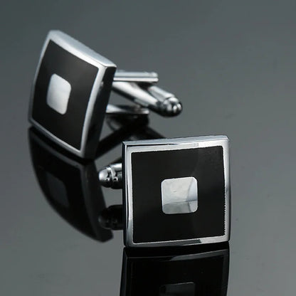 Cufflinks Man Luxury French Cufflinks Button Laser Enamel Gold Silvery Cuffs Retro Metal Buckles For Mens Shirts Tuxedo Studs