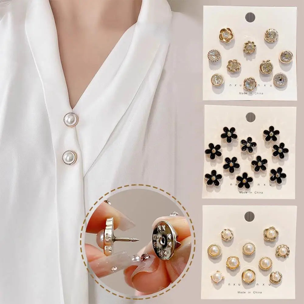 10pcs Collar Needle Buckle Fixed Pin 2025 Trendy Jewelry Gift For Women Brooch Fashion No Punching Magnetic Buckles For Shirts
