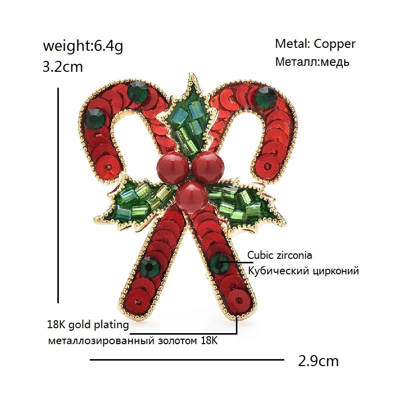 Wuli&baby Handmade Candy Bars Christmas Brooches Pins For Women High Quality Red New Year Brooch Jewelry Gifts